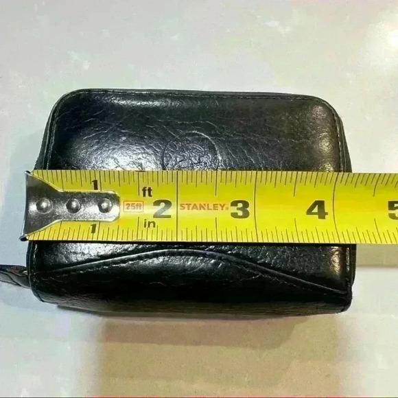 MANCINI BLACK LEATHER CARD ZIP WALLET PURSE - Picture 9 of 14